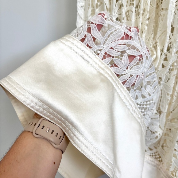 Self-Portrait Floral Lace Short Sleeve Midi Dress in Ivory Women’s Size US 8 - Picture 6 of 13